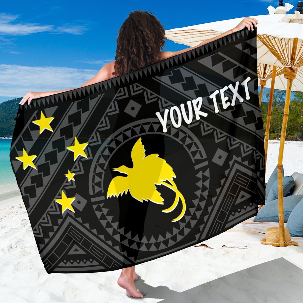 Papua New Guinea Personalised Sarong - Flag With Polynesian Patterns (Black) One Style One Size Black - Polynesian Pride