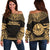 French Polynesia Polynesian Chief Women's Off Shoulder Sweater - Gold Version Gold - Polynesian Pride