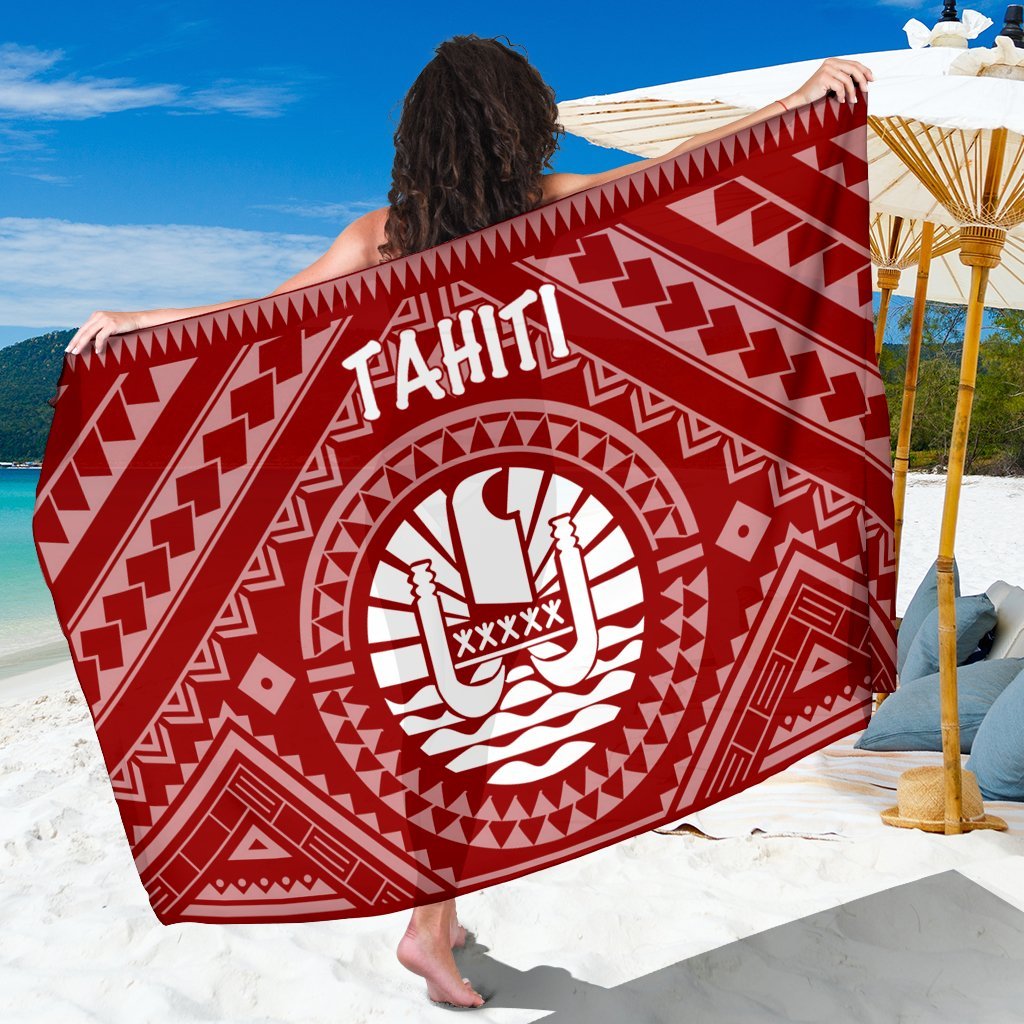 Tahiti Sarong - Tahiti Seal In Polynesian Tattoo Style (Red) One Style One Size Red - Polynesian Pride