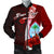 Guam Polynesian Custom Personalised Men's Bomber Jacket - Coat Of Arm With Hibiscus Red - Polynesian Pride