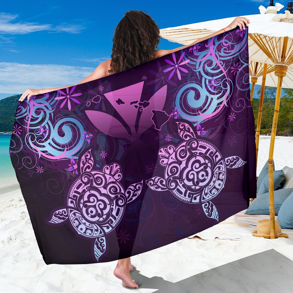 Hawaii Turtle Kanaka Maoli Sarong - Tea Style - AH Sarong One Size Purple - Polynesian Pride