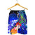 American Samoa Polynesian Men's Shorts - Humpback Whale with Tropical Flowers (Blue) - Polynesian Pride