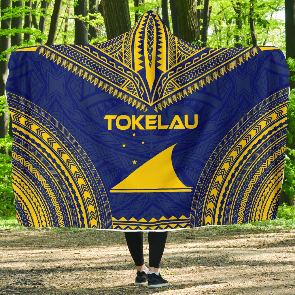 Tokelau Flag Polynesian Chief Hooded Blanket Hooded Blanket Blue - Polynesian Pride