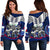 Samoa Women's Off Shoulder Sweater Siva Tau Blue - Polynesian Pride