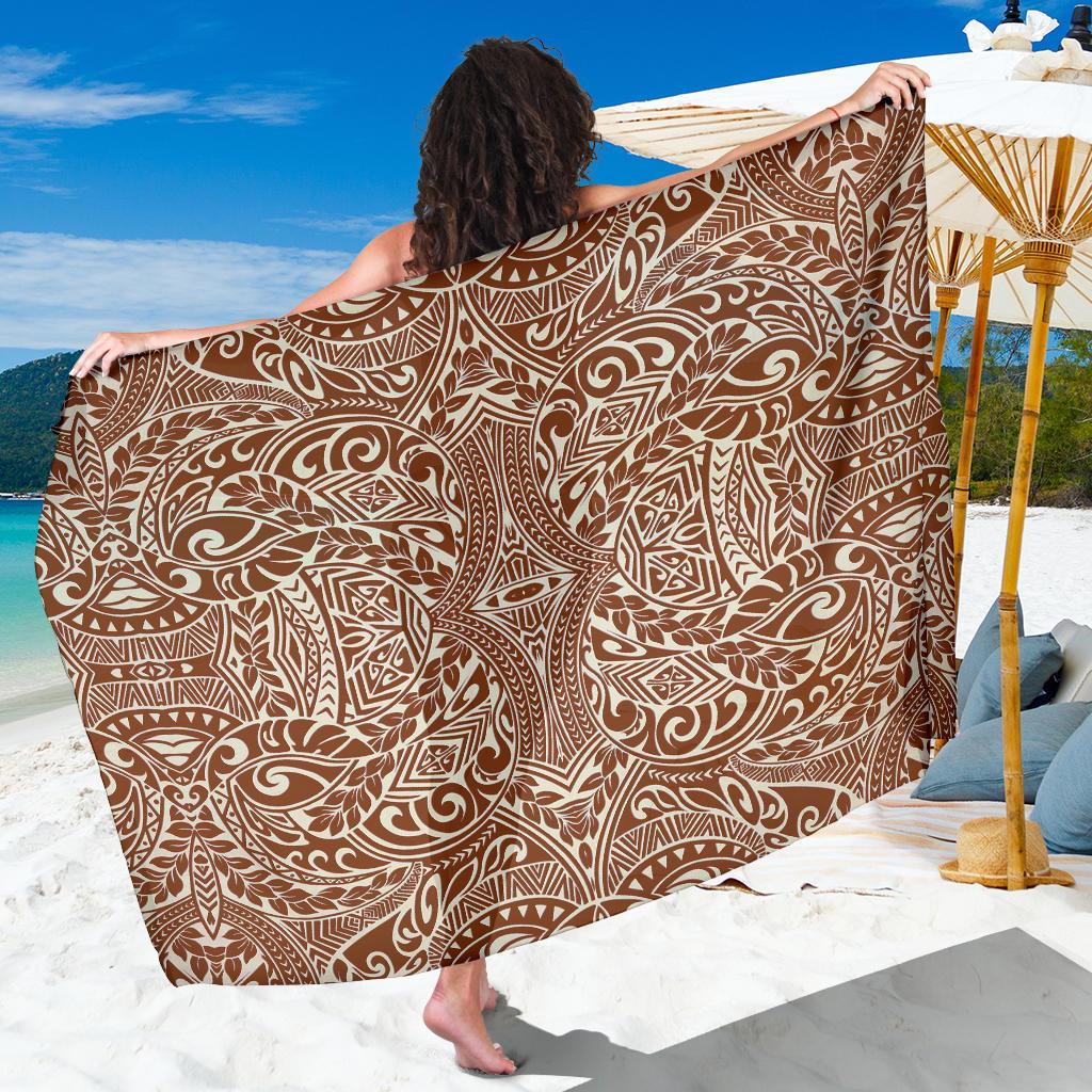 Polynesian Tribal Sarong Brown Premium Polyester Brown One Size - Polynesian Pride