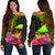 Tokelau Polynesian Women's Off Shoulder Sweater - Hibiscus and Banana Leaves Art - Polynesian Pride