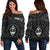 Guam Personalised Women's Off Shoulder Sweater - Guam Seal With Polynesian Tattoo Style (Black) - Polynesian Pride