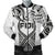 Fiji Rugby Men Bomber Jacket Polynesian Waves Style White - Polynesian Pride