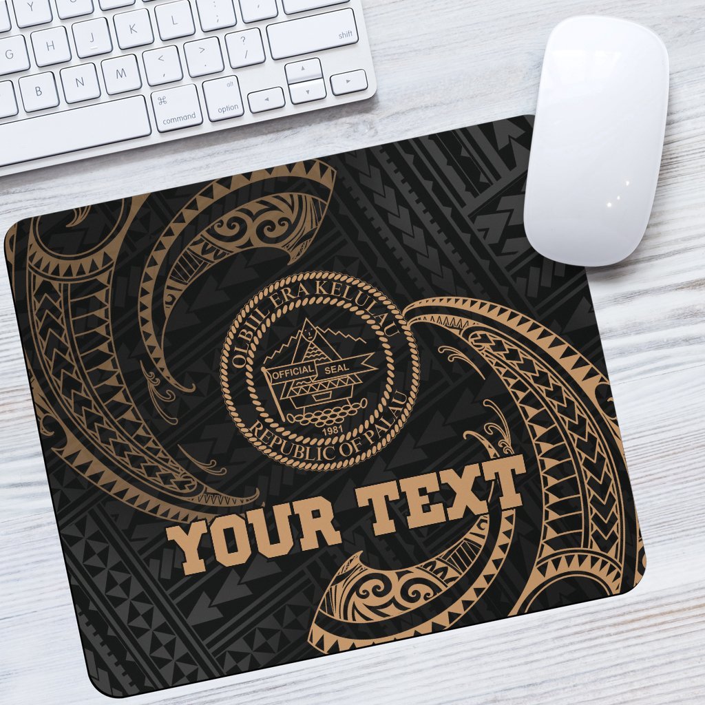 Palau Polynesian Custom Personalised Mouse Pad - Gold Tribal Wave One Style One Size Black - Polynesian Pride