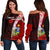 Solomon Islands Polynesian Women's Off Shoulder Sweater - Coat Of Arm With Hibiscus Red - Polynesian Pride