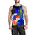 Tonga Custom Personalised Men's Tank Top - Humpback Whale with Tropical Flowers (Blue) - Polynesian Pride