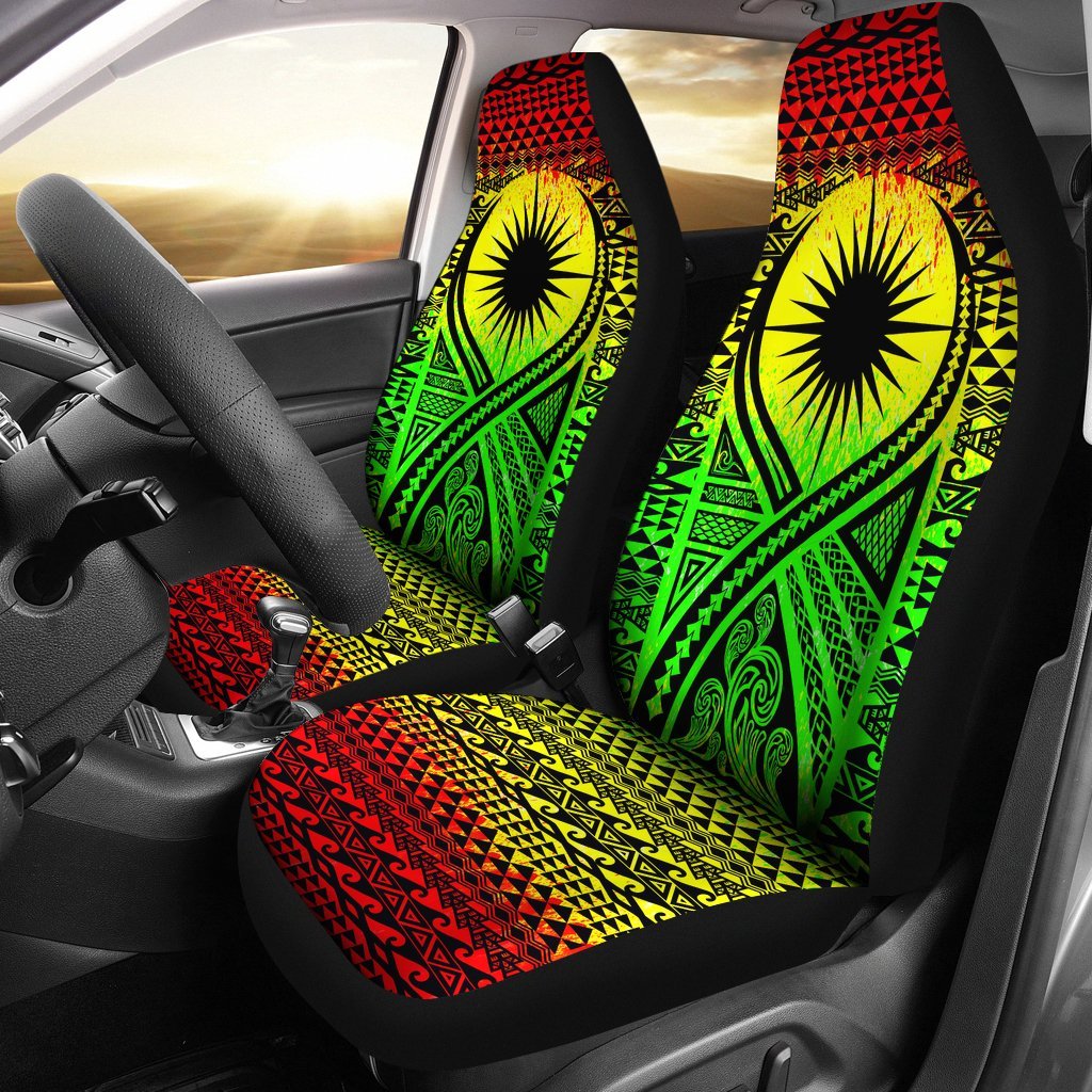 Marshall Islands Car Seat Cover - Marshall Islands Flag Polynesian Tattoo Reggae Universal Fit Reggae - Polynesian Pride