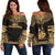 New Caledonia Polynesian Chief Women's Off Shoulder Sweater - Gold Version Gold - Polynesian Pride