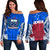 Samoa Polynesian Women's Off Shoulder Sweater - Samoan Pattern With Seal Blue - Polynesian Pride