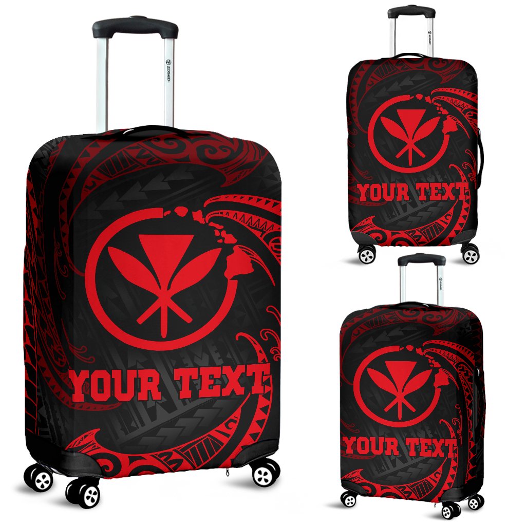 Hawaii Polynesian Custom Personalised Luggage Covers - Red Tribal Wave Red - Polynesian Pride