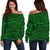 Polynesian Women's Off Shoulder Sweater 15 Green - Polynesian Pride