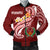 Pohnpei Men's Bomber Jacket - Pohnpei Seal Polynesian Patterns Plumeria Red - Polynesian Pride