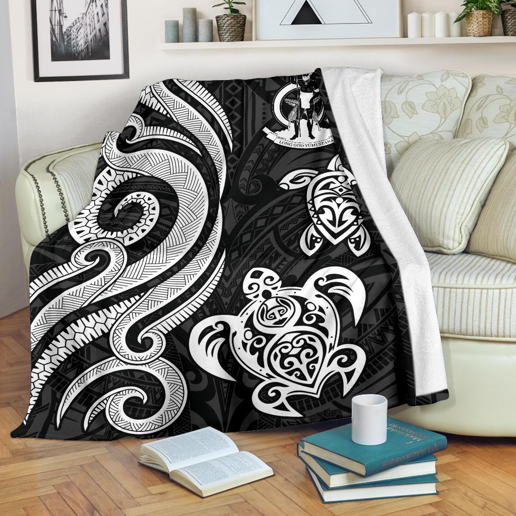 Vanuatu Premium Blanket - White Tentacle Turtle White - Polynesian Pride