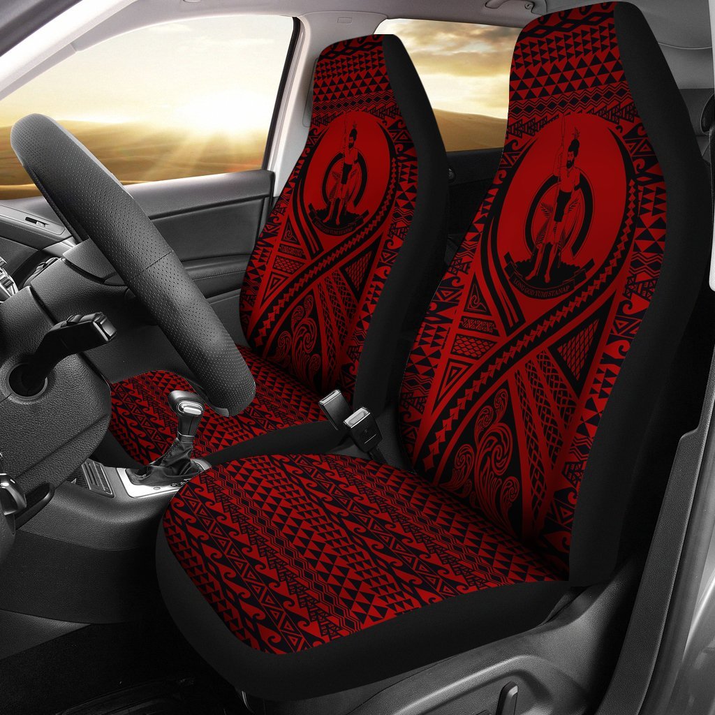 Vanuatu Car Seat Cover - Vanuatu Coat Of Arms Polynesian Tattoo Red Universal Fit Red - Polynesian Pride