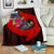 Samoa Premium Blanket - Polynesian Hook And Hibiscus (Red) - Polynesian Pride