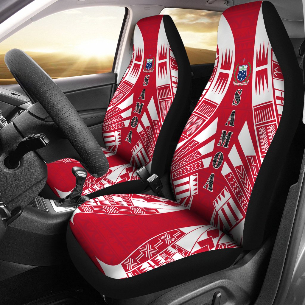 Samoa Car Seat Covers - Samoa Coat Of Arms Polynesian Tattoo Flag Universal Fit Red - Polynesian Pride