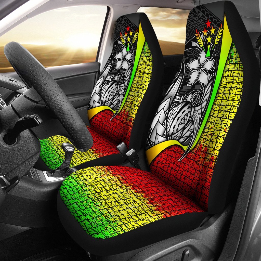 Kosrae Micronesian Car Seat Covers Reggae - Turtle With Hook Universal Fit Reggae - Polynesian Pride