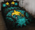 Papua New Guinea Polynesian Quilt Bed Set Hibiscus Turquoise Black - Polynesian Pride