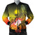 Marshall Islands Men's Bomber Jacket - Humpback Whale with Tropical Flowers (Yellow) Yellow - Polynesian Pride