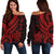 New Caledonia Women's Off Shoulder Sweater - Red Tentacle Turtle Red - Polynesian Pride