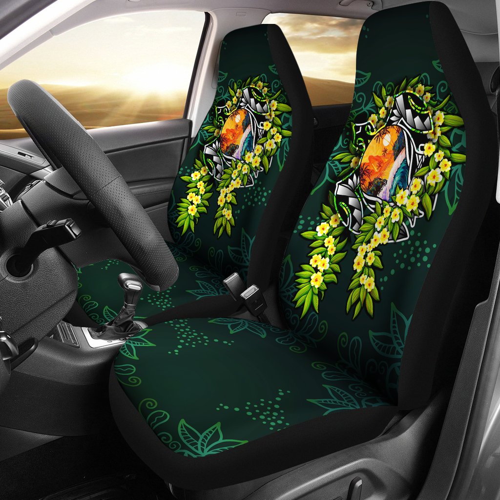 Polynesian Car Seat Covers - Ti Leaf Lei Turtle Universal Fit Green - Polynesian Pride