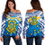 Tuvalu Rugby Off Shoulder Sweater Polynesian Flag Blue - Polynesian Pride