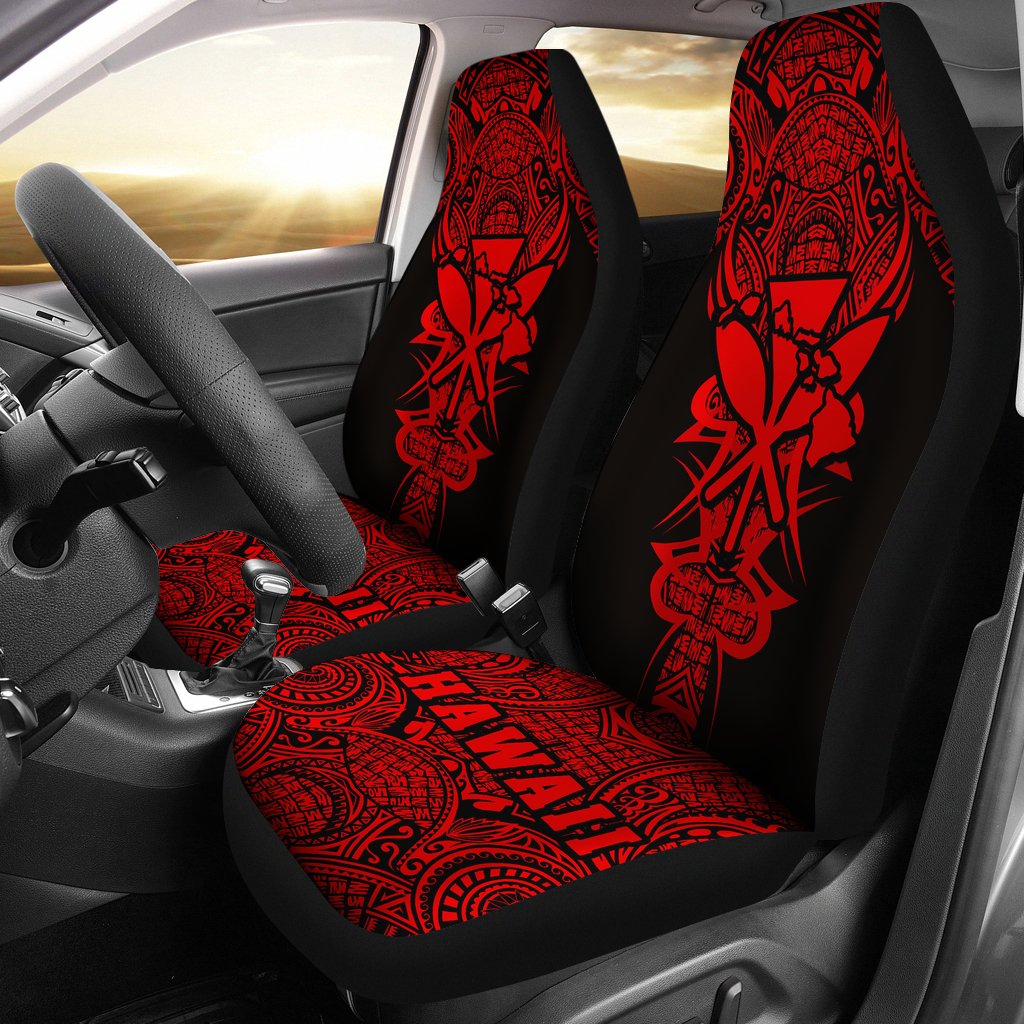 Kanaka Map Polynesian Car Seat Cover - Red - Armor Style Universal Fit Red - Polynesian Pride