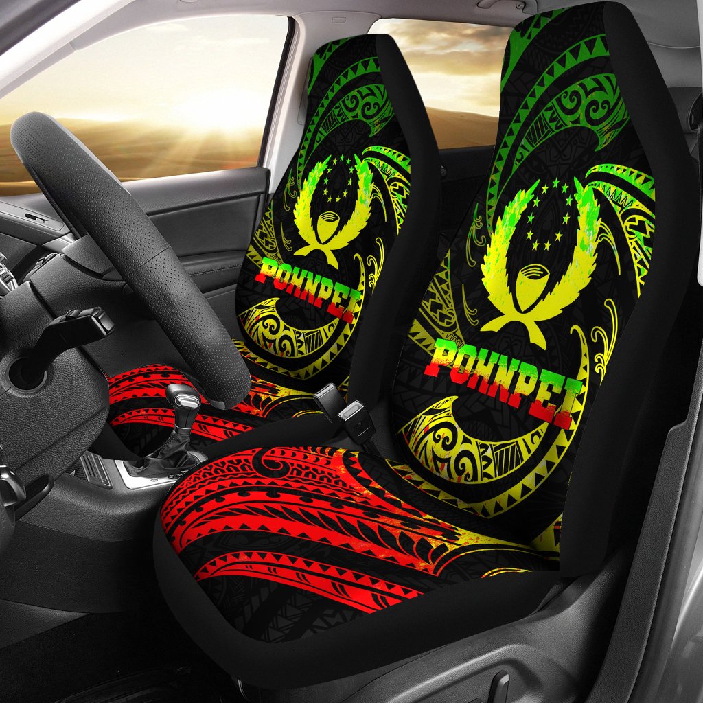 Pohnpei Micronesia Car Seat Covers - Reggae Tribal Wave Universal Fit Reggae - Polynesian Pride