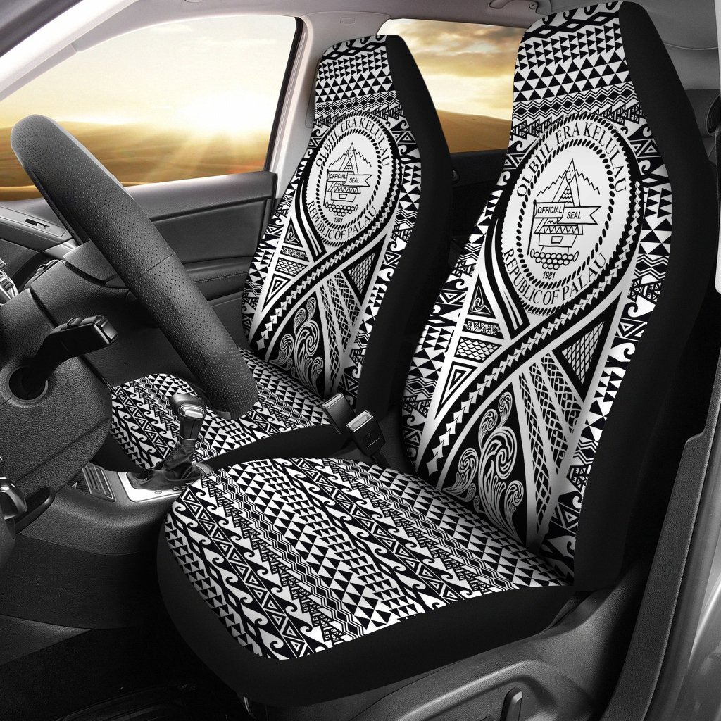 Palau Car Seat Cover - Palau Seal Polynesian Tattoo Black Universal Fit Black - Polynesian Pride