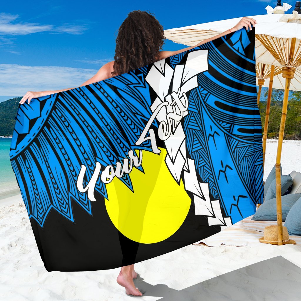 Palau Polynesian Custom Personalised Sarong - Tribal Wave Tattoo Flag Style One Style One Size Blue - Polynesian Pride