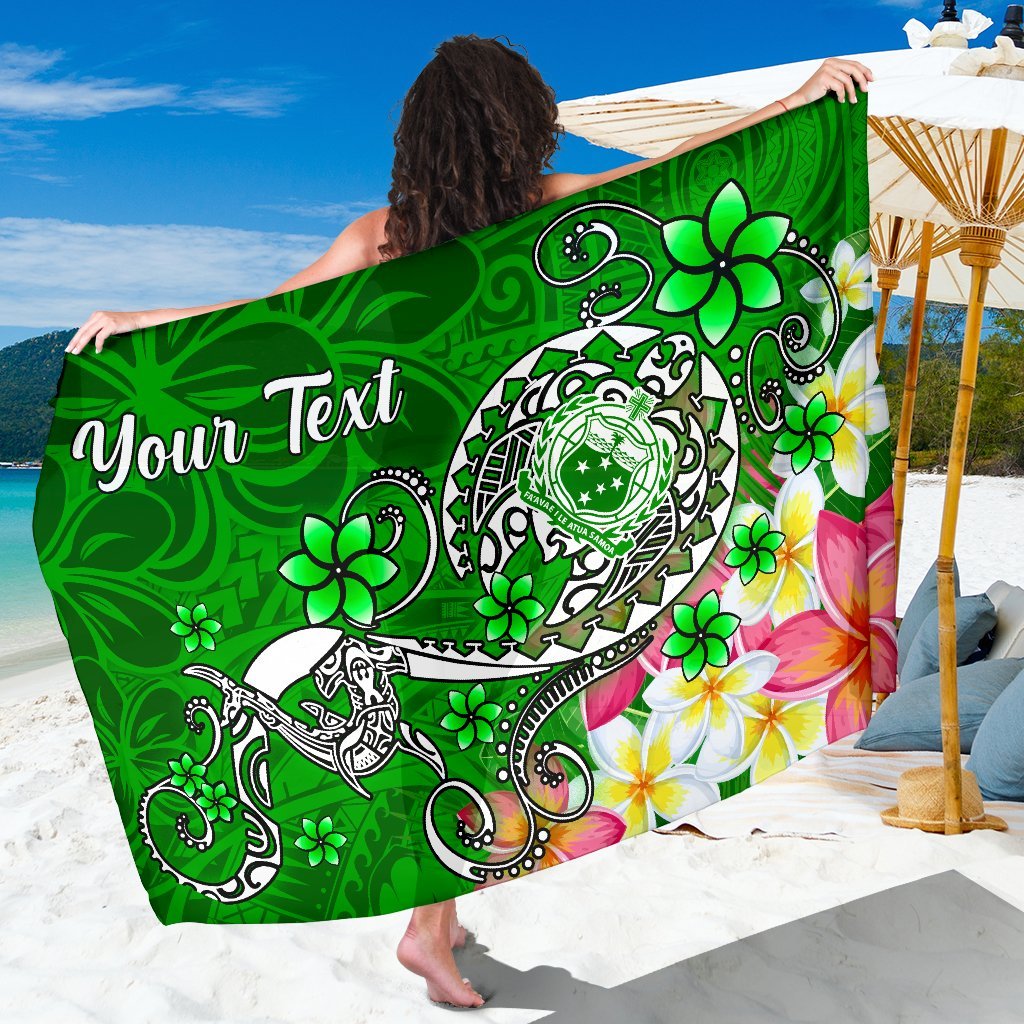 Samoa Custom Personalised Sarong - Turtle Plumeria (Green) One Style One Size Green - Polynesian Pride