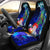 Marshall Islands Car Seat Cover - Humpback Whale with Tropical Flowers (Blue) Universal Fit Blue - Polynesian Pride