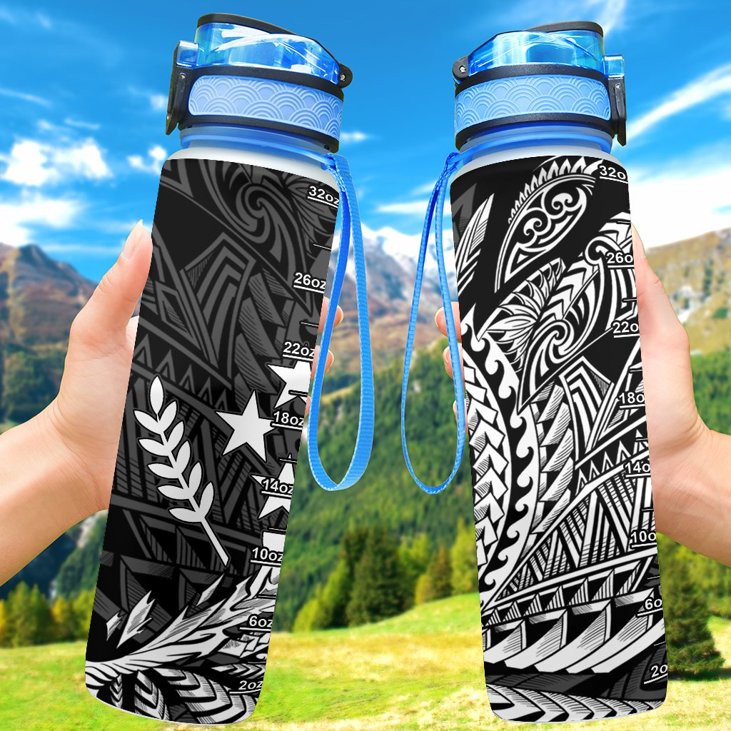 Kosrae State Hydro Tracking Bottle - Wings Style Hydro Tracking Bottle - Kosrae 32oz Large Black - Polynesian Pride