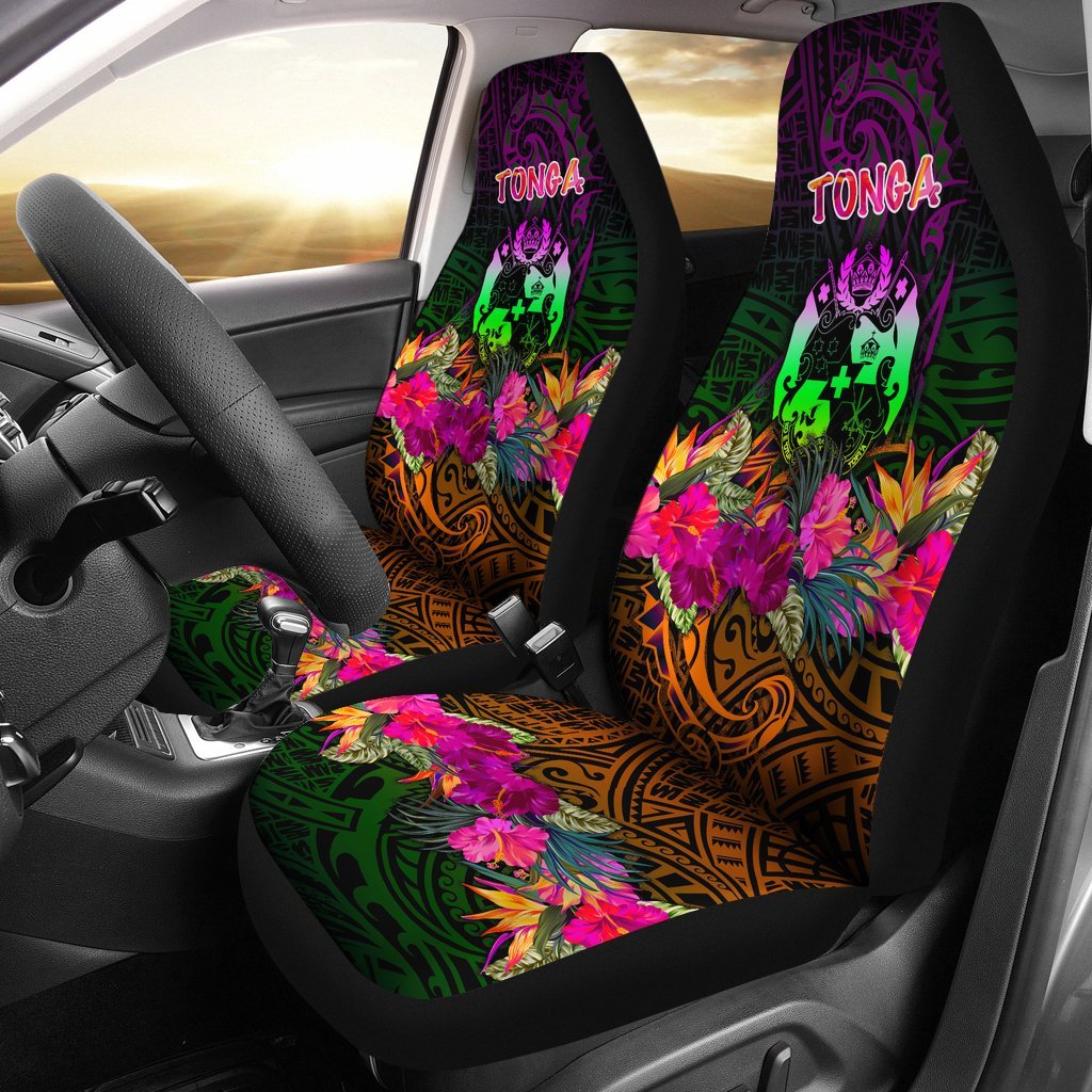 Tonga Polynesian Car Seat Covers - Summer Hibiscus Universal Fit Reggae - Polynesian Pride