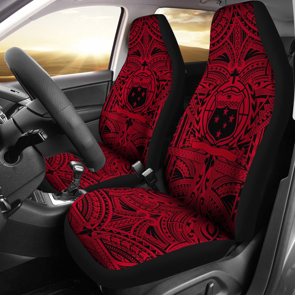 Samoa Car Seat Cover - Samoa Coat Of Arms, Polynesian Tattoo (Red) Universal Fit Red - Polynesian Pride