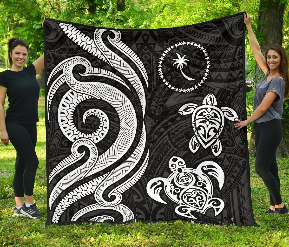 Chuuk Micronesian Premium Quilt - White Tentacle Turtle - Polynesian Pride