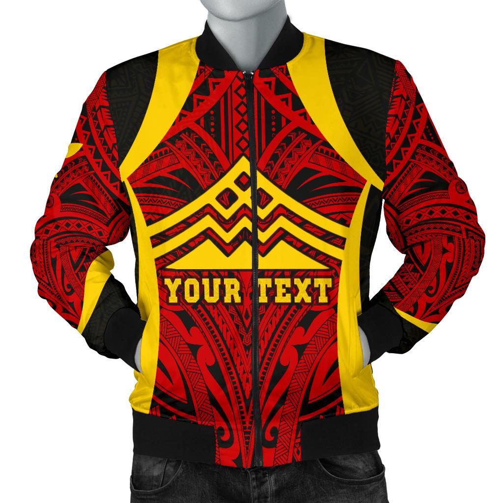 Hawaii Custom Personalised Men's Bomber Jacket - Protect Mauna Kea Red Yellow - Polynesian Pride