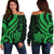 Cook Islands Women's Off Shoulder Sweater - Green Tentacle Turtle Green - Polynesian Pride