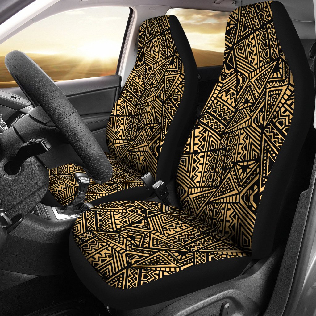 Polynesian Car Seat Cover - Polynesian Tattoo 12 Universal Fit Yellow - Black - Polynesian Pride