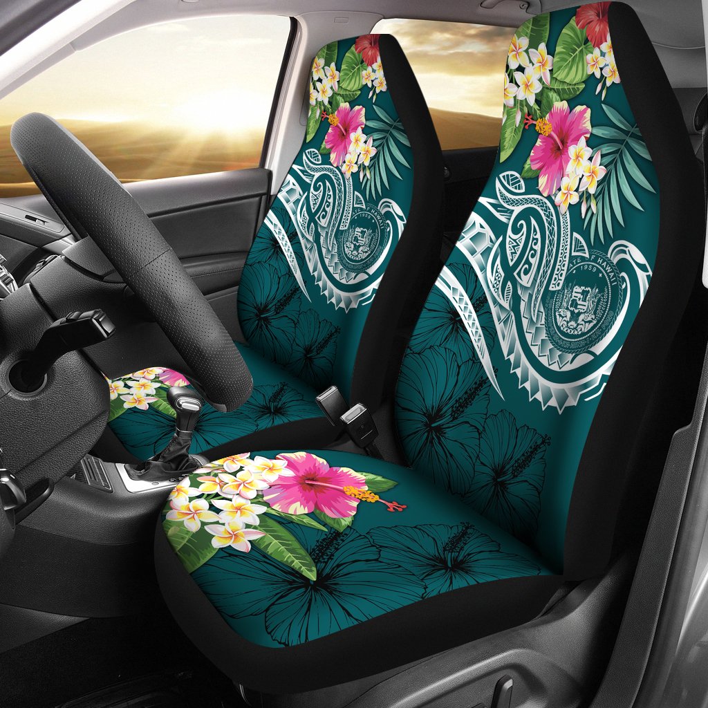 Polynesian Hawaii Car Seat Covers - Summer Plumeria Universal Fit Blue - Polynesian Pride