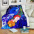 Polynesian Hawaii Custom Personalised Premium Blanket - Humpback Whale with Tropical Flowers (Blue) White - Polynesian Pride