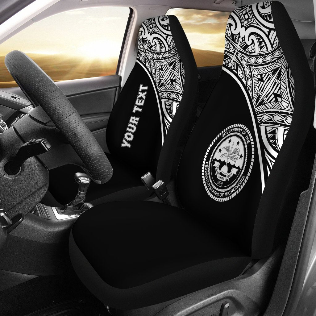 Federated States of Micronesia Car Seat Covers - FSM Seal Polynesian Red Curve Universal Fit Black - Polynesian Pride