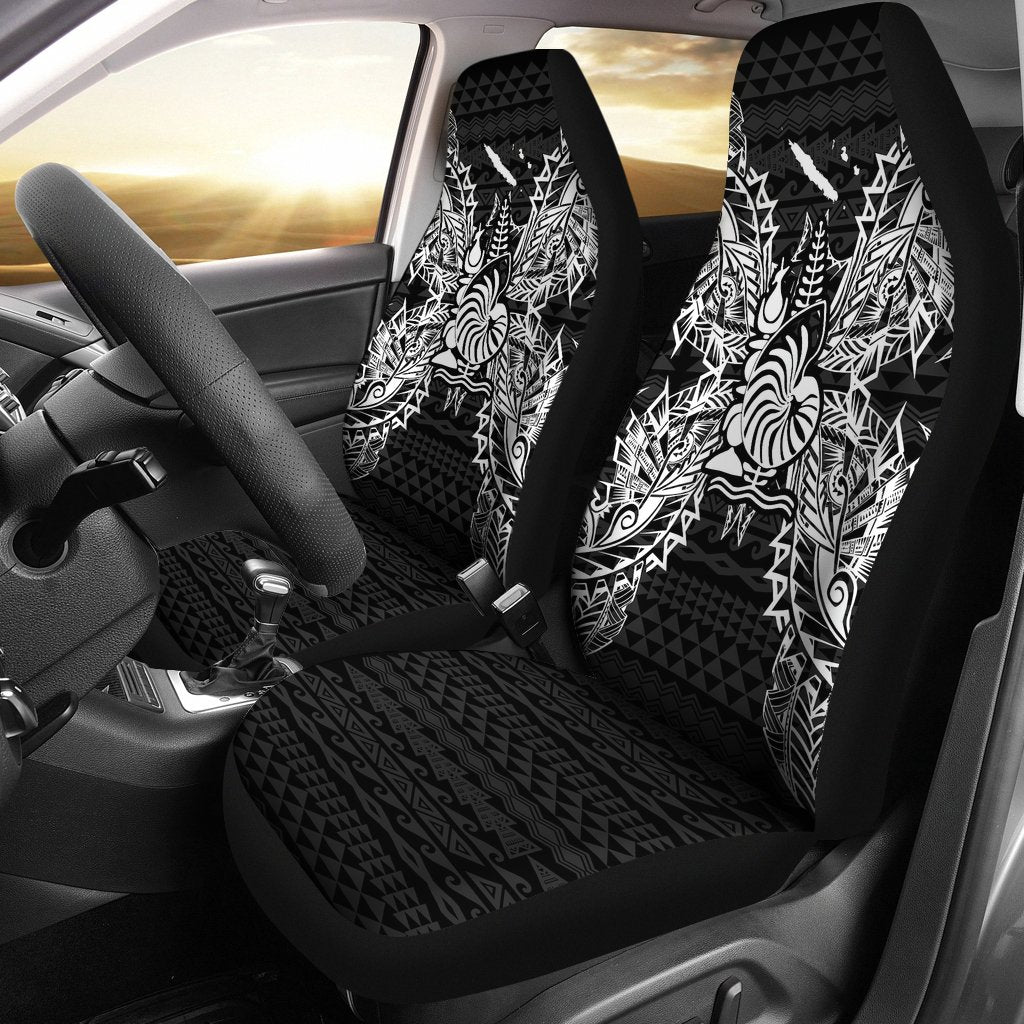 New Caldonia Car Seat Cover - New Caldonia Coat Of Arms Map Black Universal Fit Black - Polynesian Pride