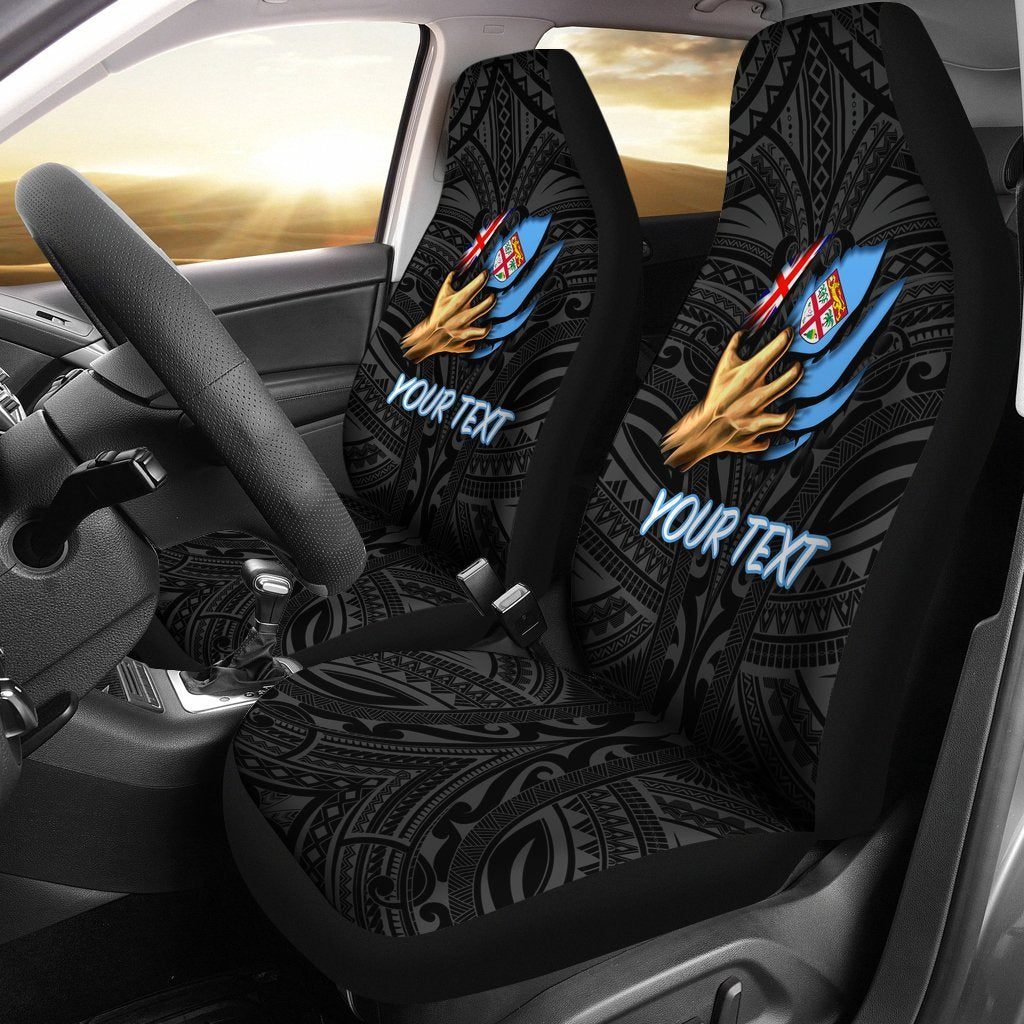 Fiji Personalised Car Seat Covers - Fiji In Me(Black) Universal Fit Black - Polynesian Pride