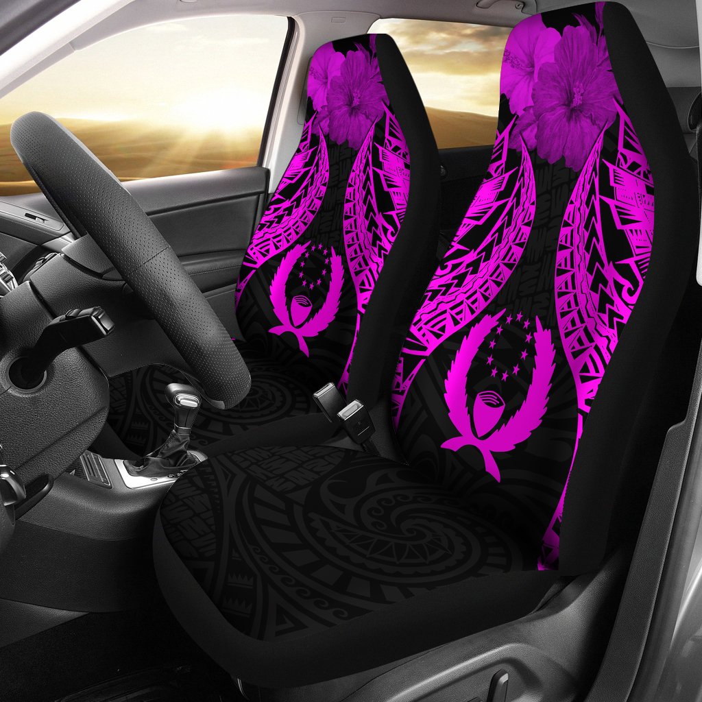 Pohnpei Polynesian Car Seat Covers Pride Seal And Hibiscus Pink Universal Fit Pink - Polynesian Pride